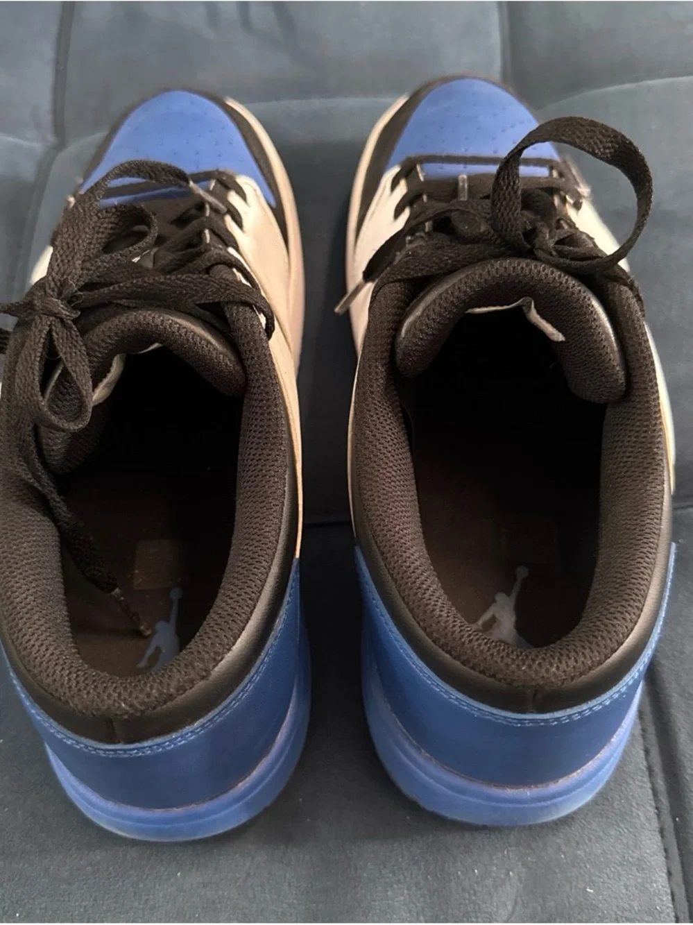 Jordan Nu Retro 1 Low Sneakers in Black, White & Blue